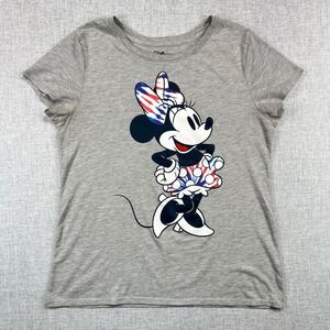 Disney Minnie Mouse T Shirt Misses Small Family Fun‎ USA Graphic Tee Light Gray